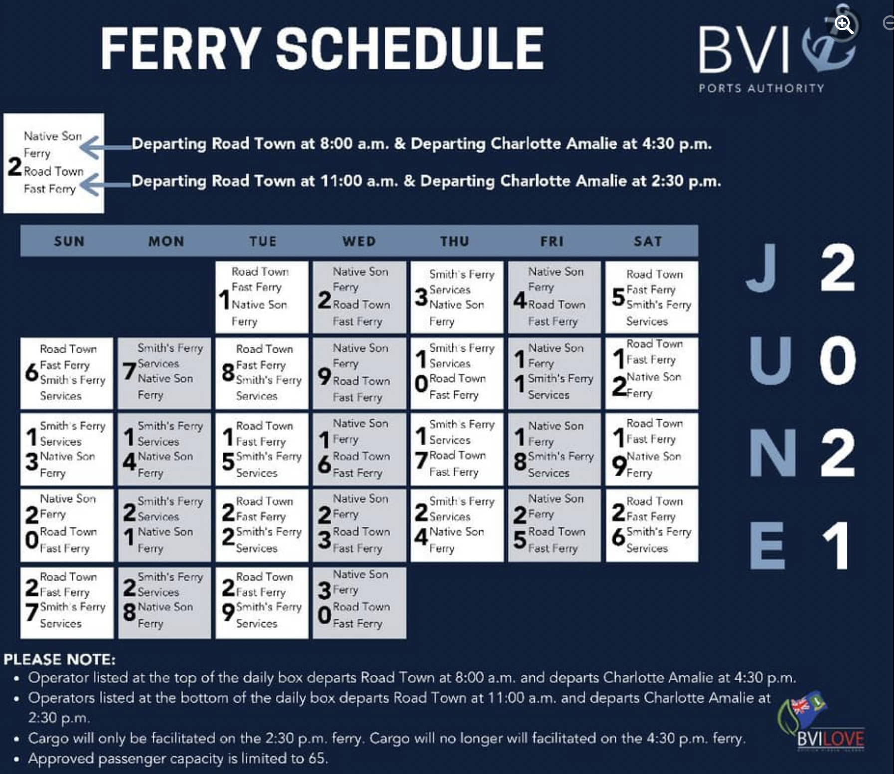 Attached picture June Ferry Schedule.png